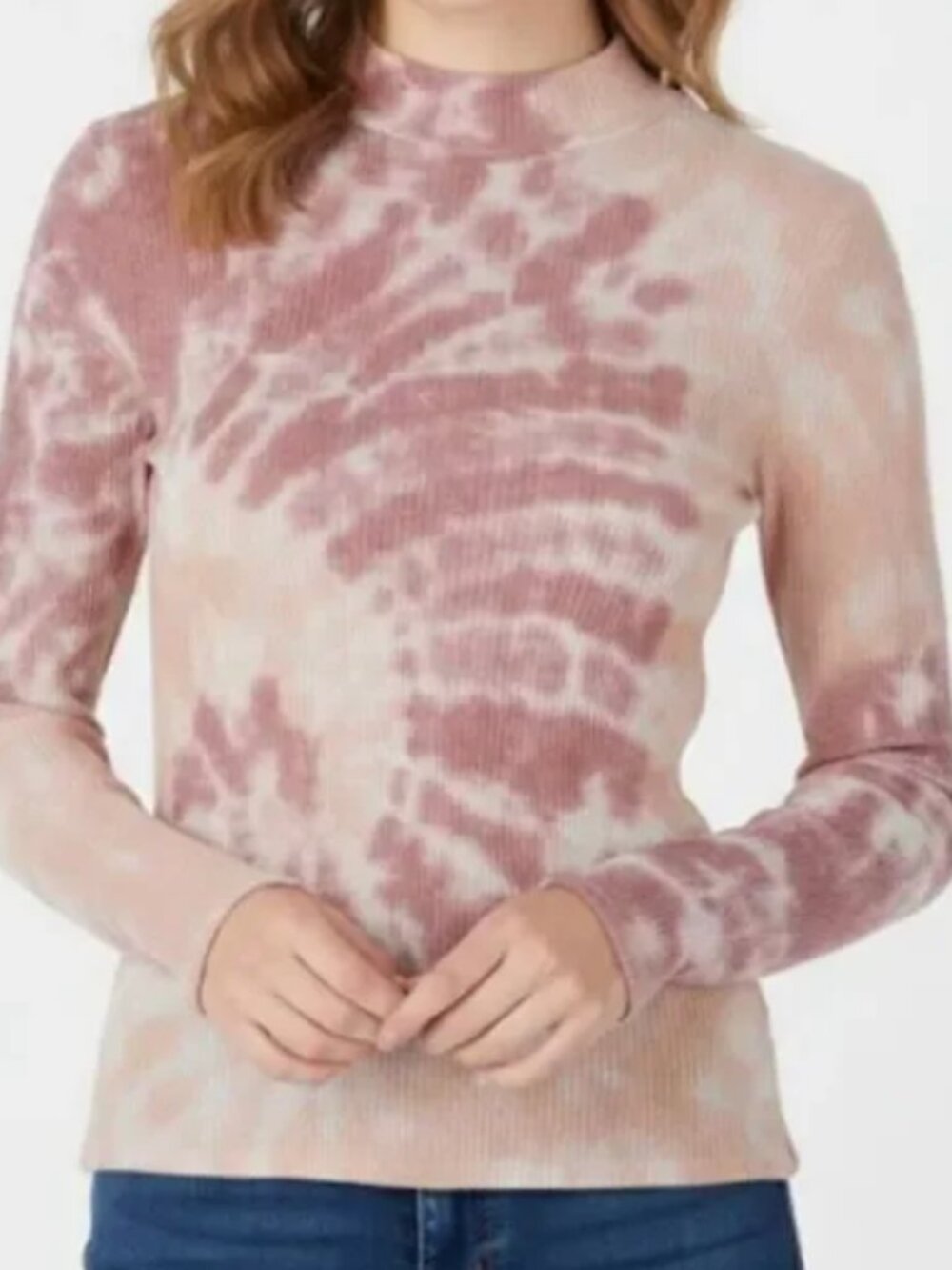 We the Free Top Womens Size Small Pink Tie Dye Ombre Swirl Thermal Cotton Blend